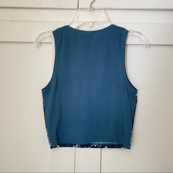Sweaty Betty Homestraight Running Teal Stargazer Wild Garden Print Crop Top XS - Picture 7 of 7